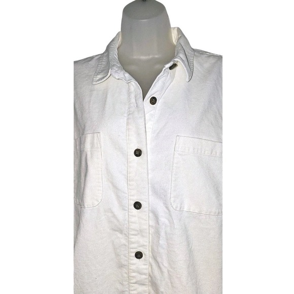 J.Crew White Corduroy Button Down Shirt Jacket Shacket Cotton Pockets Size XXL - Picture 8 of 13